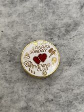 Round White & Red Gold Tone Spare Sunday Evening Club Lapel Pin Marked Barlow picture
