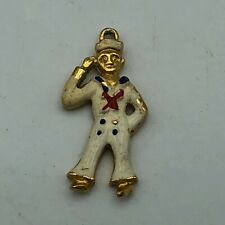Vtg WW2 Era US Sailor Charm Chippy Enamel Brass Tone Red White Blue AS IS S6 picture