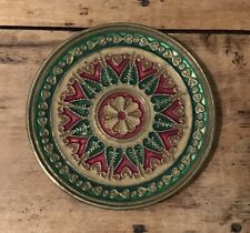 Handmade hand painted plate bronze and copper boho Greece G. Halkides mandala picture