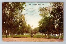 Pueblo CO-Colorado, City Park, Statues, Antique Vintage c1923 Souvenir Postcard picture