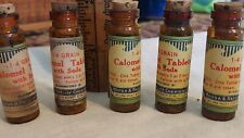 Antique Laxitive Calomel Tablets With Soda 5 Small Bottles. Quack Medicine  picture