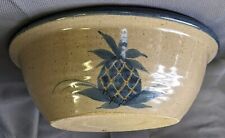 Antique Vintage Blue Pineapple Batter Mixing Bowl Stoneware 11.5