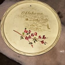 Vintage Mid Century Souvenir Tin Tray Oklahoma Cities And State Flower picture