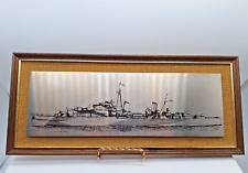 H M S Charybdis 1942 Etched Copper Plaque  signed J A Hurley England picture