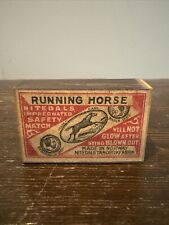 Antique Early 1900s Running Horse SAFETY MATCHES MATCH BOX - Made In Norway picture