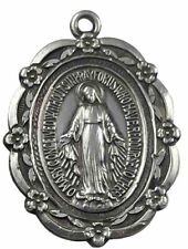 Vintage Catholic Sterling Silver Miraculous Mary Medal, 4.6 Grams Silver picture