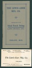 c1905 Lewis-Greer Mrg Ideal Porch Lawn Swing Trade Booklet Card Ypsilanti MI picture