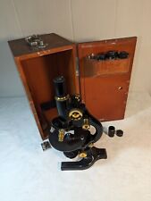 Vtg Antique Brass & Steel Microscope Spencer Lens Co Buffalo NY SN 123053 w Case picture