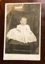 Vintage RPPC Real Photo Postcard - Baby girl posing in white lace c.1900s-1910s picture