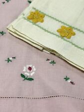 Vintage Linen Embroidered Hand Towels Set of 3 picture