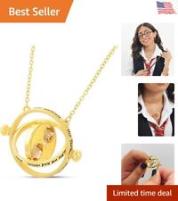 Exquisite Magical Gold Plated Time Turner Necklace - Crystal Beads - 22