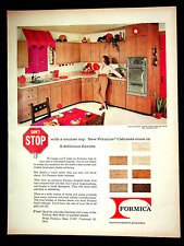 Formica Cabinets, Lady Admiring Kitchen Cabinets, May 1962 H&G, VTG Print Ad picture