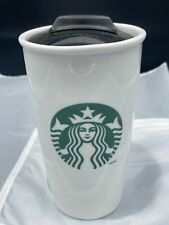 (937) Starbucks 12oz Ceramic Double Wall Coffee Travel Mug Tumbler Lid 2014 picture