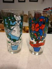 Vintage 1970s Twelve Days of Christmas Pepsi Cola Drinking Glasses Tumbler 2pcs picture