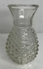 FTD Vase Clear Pineapple Shaped Diamond Point Pressed Glass 3.5x6