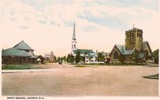 Laconia NH, Depot Square, RR Train Station, Church, Lake Winnipesaukee 1921 picture
