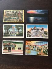 LINEN POSTCARDS 1950's VINTAGE, LOT of 6, USA STATES NY, MA, ME, FL, COLLECTIBLE picture