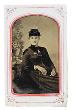 Antique 1800s Tintype Photograph of Victorian Era Woman picture