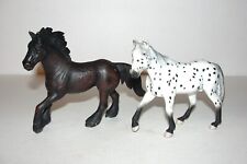 Schleich Black FRIESIAN MARE Horse 2005 Retired Figure 13604 & MOJO APPALOOSA picture