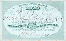 1879  FINAL YEAR  ATHOL SPRINGFIELD NORTH EAST  RAILROAD RR RWY RY RAILWAY PASS picture