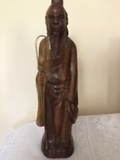 Hand Carved Chinese Wise Old Man with Staff Statue picture