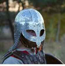 Medieval Viking Armor Helmet Vendel Chain Mail 16 Gage Steel Aching Helmet Gift picture