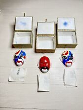 Vintage Beijing Chinese Clay Hand Painted Opera Theater Clay Masked Set Of 3 picture