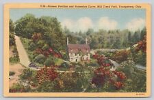 Postcard Pioneer Pavilion Horseshoe Curve Mill Creek Park Youngstown OH Linen picture