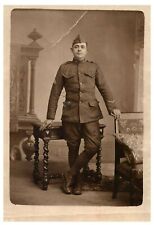 VINTAGE RPPC POSTCARD Black and White Carte Postale Soldier Military  picture