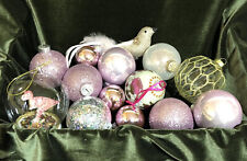 Pink Glass Christmas Ornaments Lot Of 14 Dinosaur Breast Cancer Awareness Barbie picture