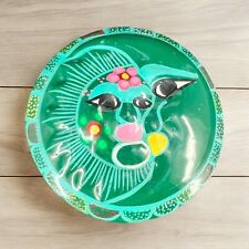 Hand-Painted Mexican Folk Art Lidded Trinket Box Celestial Moon Sun Green Multi picture