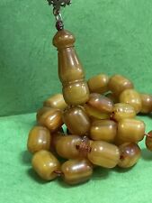 Antique Miscky Butter scotch Yellow Amber bakelite islamic prayer 33 beads 87g picture