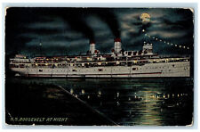 c1910 View of S.S. Roosevelt Ship at Moonlight Antique Unposted Postcard picture