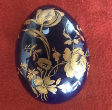 Vintage Rochard- Limoges/ France Cobalt Blue/ Gold Trinket Egg picture