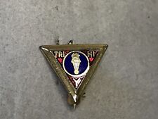 Vintage Brass YMCA TRI HI Y Official Triangular Lapel Pin 1940s picture