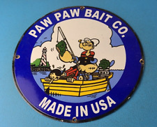 Vintage Paw Paw Bait Sign - Popeye Fishing Sign - Gas Service Pump Plate Sign picture