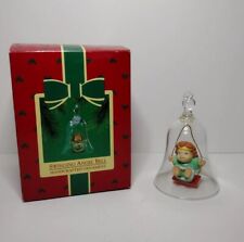 Vintage Hallmark SWINGING ANGEL BELL Christmas Ornament Glass Bell 1985 picture
