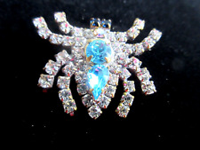 Outstanding Czech Vintage Style  Glass Rhinestone Button Crystal & Turquoise BUG picture