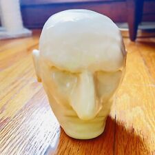 Handmade Ceramic Neutral Glazed Unsigned Male Bald Head Sculpture Paperweight picture