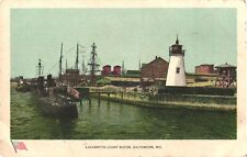 Baltimore Maryland View of Boats and Lazaretto Light House Postcard picture