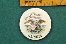 Antique  SEAL OF THE STATE OF ILLINOIS Badge Pinback Button - EAGLE picture