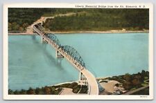 Bismarck North Dakota Liberty Memorial Bridge From Air Linen Postcard picture