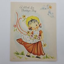 Vintage Father's Day Card 1950s 1940s Daddy from Daughter Nicest Man Bonnet picture