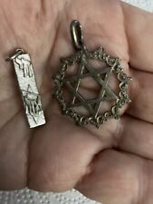Vintage 925 Sterling Jewish Star and Mezuzah - Both Need Polish picture