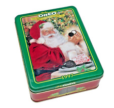 Vintage Oreo Cookie Christmas Tin 1997 Santa Milk & Cookies 85th Anniversary-A59 picture