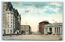 Connaught Place Chateau Laurier G.T.R. Station Depot Ottawa Canada Postcard picture