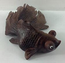 Vintage Hand Carved Wooden Long Tail Fan Tail Fancy Goldfish [~READ~] picture