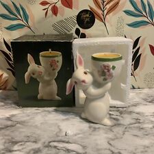 Vintage Avon 1981 Sunny Bunny Ceramic Candle Holder White Rabbit 5 1/2