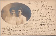 Vintage 1900s RPPC Studio Photo Postcard Two Smiling Young Ladies / Sisters picture