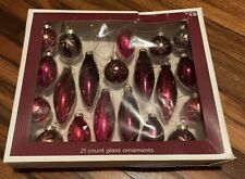 2007 Target Brand Boxed Set Glass Christmas Ornaments Assortment Red Maroon picture